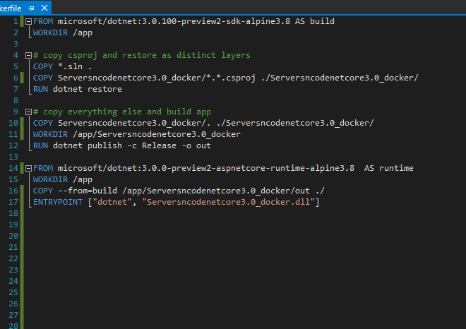 Image of: Dockerfile for .Net Core 3.0 Preview